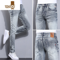 YANXU高端复古潮款牛仔裤男休闲夏季修身小脚2023新款网红百搭裤子