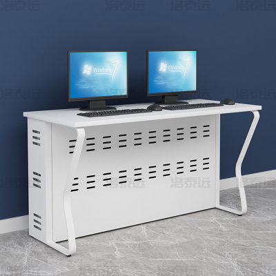 洛泰远 钢架电脑桌培训桌机房电脑桌学习桌课桌 双人位H款