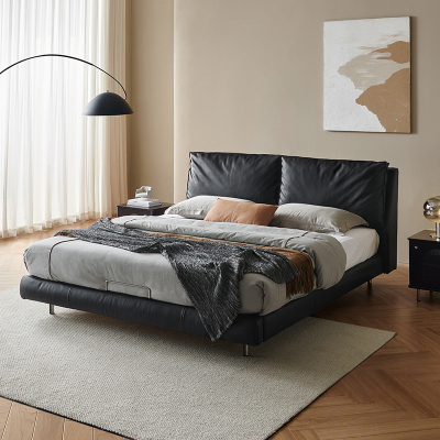 [U标·梵羽悬浮床]全友家居意式极简主卧高端大气真皮床