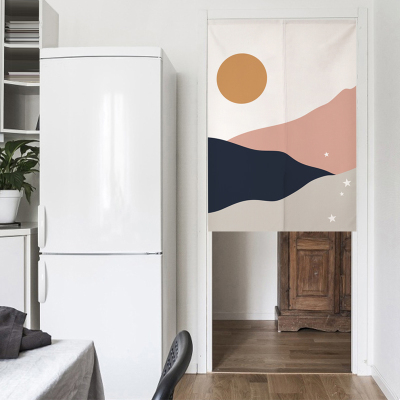 衣帽间帘厨房闪电客日式书柜防尘布卫生间遮挡风夏季隔断纱魔术贴自粘旭日75*120cm