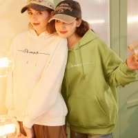 [1.5折价73元]唐狮秋季新款女卫衣连帽宽松设计感小众oversize字母套头上衣