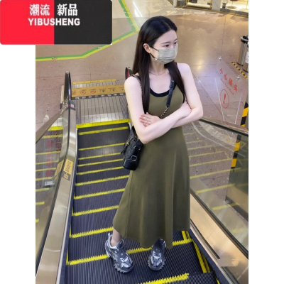YIBUSHENG看辣妹风收腰气质连衣裙女季新款小个子无袖吊带背心长裙子