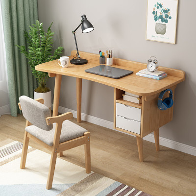 绵冠(MIANGUAN)实木书桌北欧网红电脑桌学生学习桌办公桌家用卧室带抽屉桌子+椅子