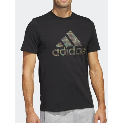 阿迪达斯 短袖男 大logo迷彩涂鸦 圆领宽松运动T恤 JZ9180 D
