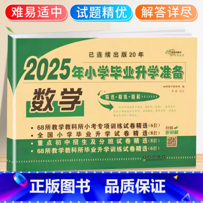 数学 小学六年级 [正版]2025小升初试卷真题卷数学必刷题人教版小学毕业系统总复习资料六年级下册测试卷全套同步练习题名