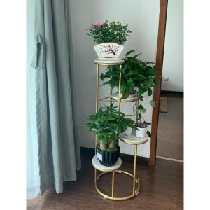 家柏饰(CORATED)北欧花架客厅现代花架子简约绿萝落地式轻奢多层置物架室内花盆架 三层金色 特大