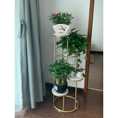 家柏饰(CORATED)北欧花架客厅现代花架子简约绿萝落地式轻奢多层置物架室内花盆架 三层金色 特大