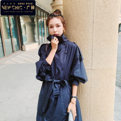 广赫风衣2021春秋新款中长款气质流行黑暗系大衣长款过膝韩版宽松外套风衣