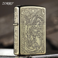佐罗煤油打火机防风创意五面雕刻复古貔貅个性国产正品纯铜复古砂轮男士火机生日送男友