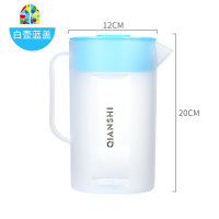 冷水壶大容量塑料凉水壶豆浆果汁花茶壶带盖水杯水具2.5L FENGHOU 套装2.5升-白壶绿盖(带刻度)