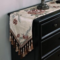 家柏饰(CORATED)欧式桌旗五斗柜餐边柜鞋柜装饰布长条布长方形新中式餐桌茶几 雪莉尔米色 桌旗32*180cm