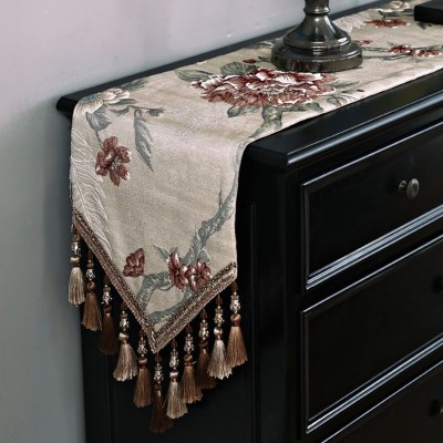 家柏饰(CORATED)欧式桌旗五斗柜餐边柜鞋柜装饰布长条布长方形新中式餐桌茶几 雪莉尔米色 桌旗32*180cm