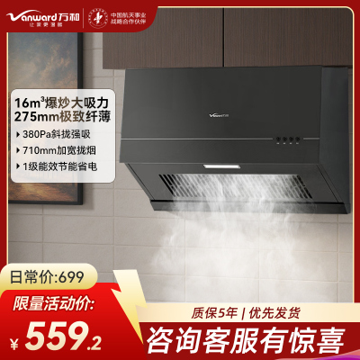 万和(Vanward)抽吸油烟机 中式家用16m³大吸力 厨房超薄 新中式 小型 抽风机梅赛思CXW-260-H06C