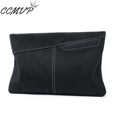 CCMVP品牌自营质量保证-CCMVP真皮男士手包2018新款手拿包男牛皮软皮商务休闲大容量手抓包夹包黑色真皮黑色小号