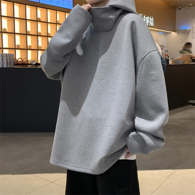 春秋季新款纯色套头连帽卫衣男百搭休闲潮牌运动痞帅青少年外套男