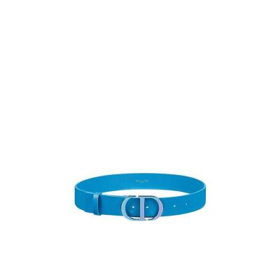  迪奥(Dior)亮蓝色小牛皮皮带可调节百搭腰封时尚简约女士皮质腰带