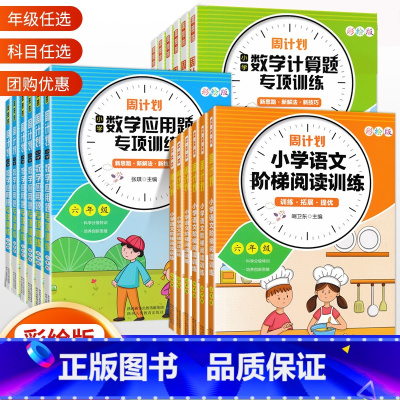 语文+应用题2本 小学三年级 [正版]2022版语文数学阶梯阅读专项训练同步练习册一二三四五六年级上册下册小学语文阶梯阅