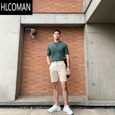 HLCOMAN轻熟风2025夏季新款韩版过膝直筒五分裤短裤男士休闲西装短裤
