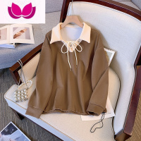 七斓大码女装2023春季新款时尚洋气卫衣套装胖妹妹茶系搭配一整套