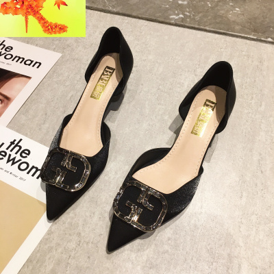 尖头高跟鞋女细跟鞋子2020年春季新款单鞋时尚百搭婚鞋春秋单鞋女简畅休闲鞋