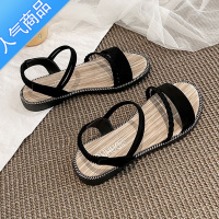 SUNTEK今年新款凉鞋女2023年夏季网红百搭学生配裙子沙滩软底平底罗马鞋