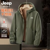 吉普摇粒绒开衫粒绒卫衣男春秋夹克加绒加厚抓绒衣羊羔绒外套冬季