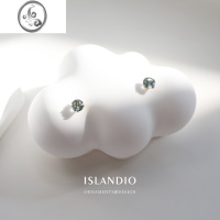 JiMiISLANDIO托帕石金迷你小耳钉墨蓝星辰伦敦蓝水晶耳骨钉女