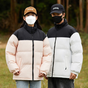 男装冬季棉服男女同撞色宽松保暖外套时尚多色百搭面包服立领棉衣