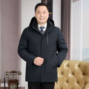 JPDUN中老年羽绒服男活里活面中长款加厚爸爸装外套大码可脱卸内胆冬装