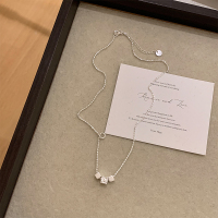 s925纯银方块转运珠项链女轻奢高级感磨砂几何毛衣链时尚通勤送女朋友老婆情人节七夕生日礼物