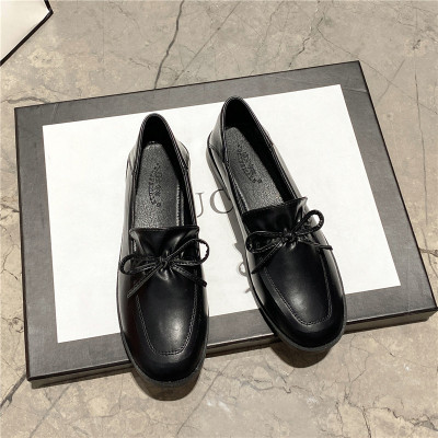 七色王国蝴蝶结小皮鞋女2020新款韩版百搭平底单鞋温柔风软底一脚蹬乐福鞋休闲鞋