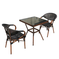 70mm方桌两椅 户外桌椅庭院露台阳台藤椅三件套露天花园小桌椅室外奶茶店休闲椅