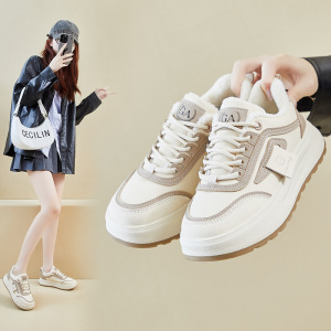 冬季加绒小白鞋新款韩版女学生厚底增高保暖棉鞋休闲鞋