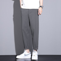 款男士直筒裤高级感宽松款时尚潮牌青年百搭纯色冰丝休闲裤男