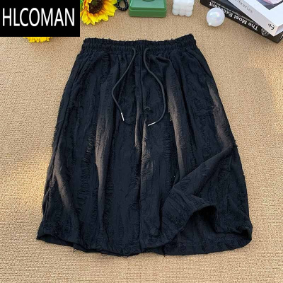 HLCOMAN夏季薄款破洞短裤男直筒痞帅休闲潮牌嘻哈做旧青少年高街五分裤子