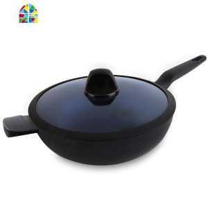 30/蓝钻不粘锅炒锅家用平底炒菜锅电磁炉燃气灶适用 FENGHOU 30CM蓝钻炒锅
