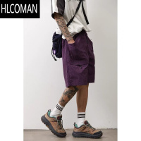 HLCOMAN美式复古抽绳多口袋工装短裤男士夏季宽松大码薄款休闲百搭五分裤