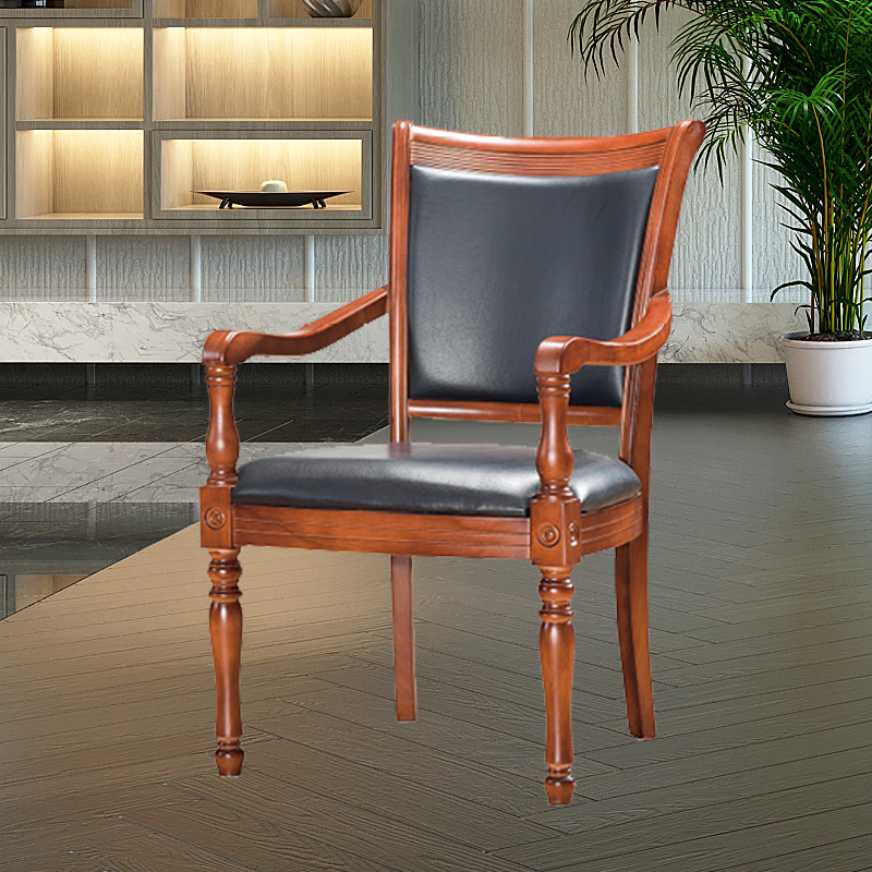 优百丽 SH-38 橡胶木椅 办公家具 办公椅 皮艺老板椅 实木四脚椅 电脑椅会议椅 皮料色彩可定制