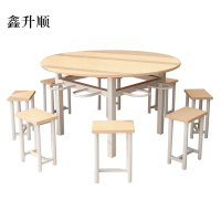 鑫升顺餐桌学校食堂小吃店快餐桌椅饭堂橡木色圆桌1200*750