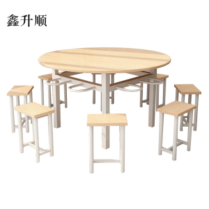 鑫升顺餐桌学校食堂小吃店快餐桌椅饭堂橡木色圆桌1200*750