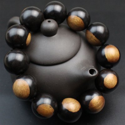 厂家直销东非紫光檀木阴阳木沉水黑檀佛珠手串乌木男款手链特惠价送女朋友老婆情人节七夕生日礼物