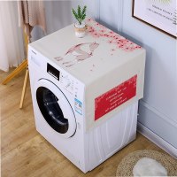 遮盖巾棉麻冰箱罩防水盖布单双开冰箱巾洗衣机防尘罩微波炉罩 心花鹿放 65*170cm(冰箱双开门)