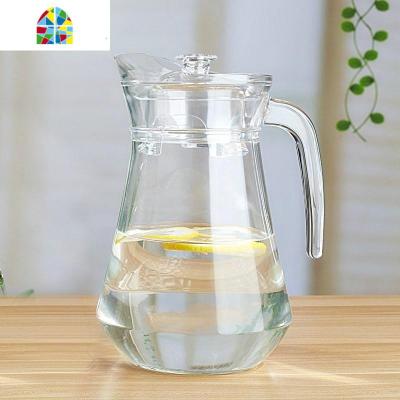 果汁装玻璃的瓶子容器家用冷水壶杯子玻璃带盖酸梅汤壶扎壶大透明 FENGHOU 1.1L竖条壶单个凉水壶
