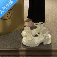 SUNTEK仙女风凉鞋配裙子高跟鞋女2023年夏新款厚底松糕蝴蝶结法式罗马鞋