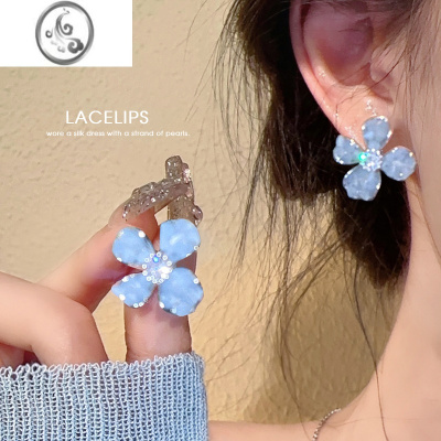 JiMi清冷水晶~花朵耳环2023新款轻奢耳钉女小众高级感ins森系耳饰