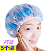 [5个装]浴帽防水时尚成人女洗澡帽沐浴帽可爱头套厨房防油烟帽 三维工匠 [10个装]防水印花浴帽图案混发
