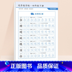 [四年级下]同步练字帖48张 [正版]二年级下册语文同步练字帖2024小学生字雷射控笔训练一三四五六年级人教版课堂一二类