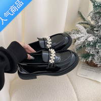 SUNTEK平底鞋小皮鞋女小众设计感法式复古一脚蹬乐福鞋玛丽珍女鞋英伦风