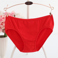 女士内裤中腰纯棉少女学生性感三角裤全棉透气可爱大红色底裤