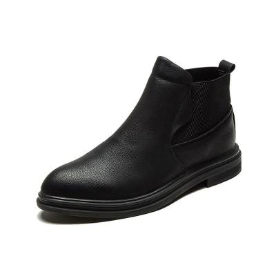 Ideamini马丁靴潮男高帮皮鞋冬季加绒韩版英伦风黑色切尔西靴中帮短靴靴子